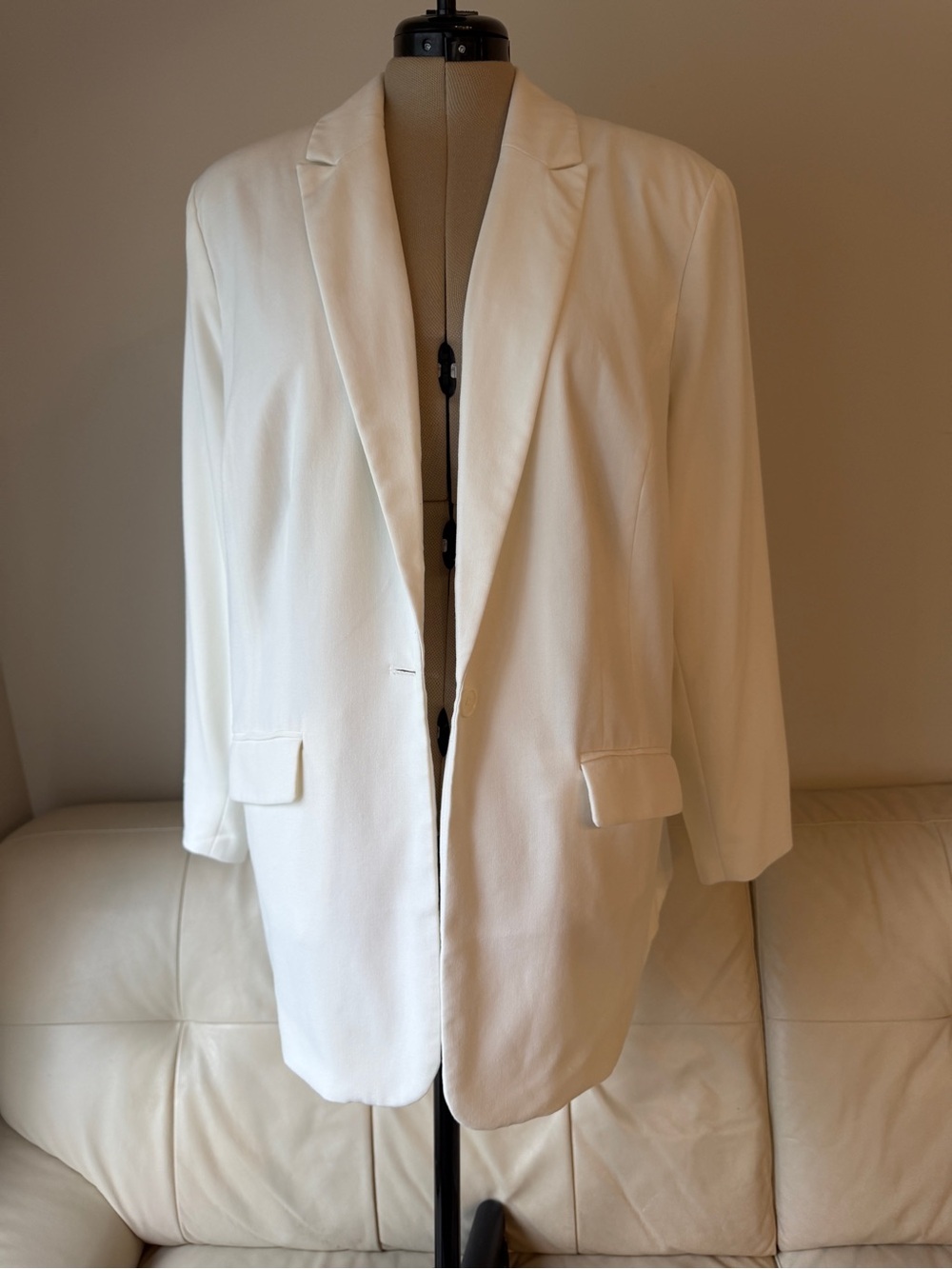 Jessica London White Blazer Jacket Womens Plus Size 18T Tall Single Button Lined